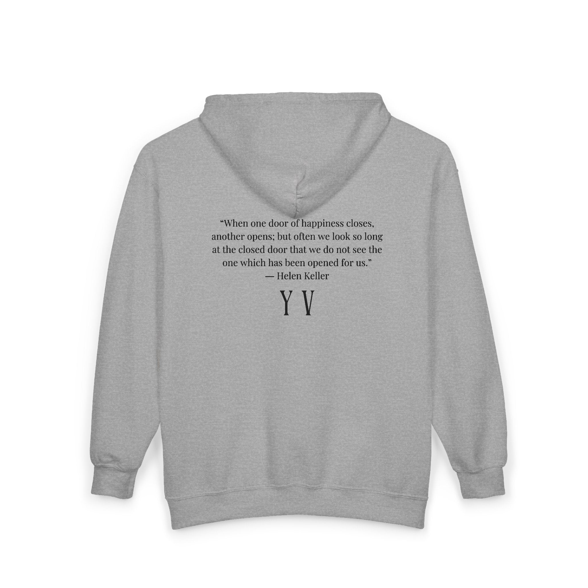 Unisex Heavy Blend™ Full Zip Hooded Sweatshirt -“When one door of happiness closes, another opens; but often we look so long at the closed door that we do not see the one which has been opened for us...