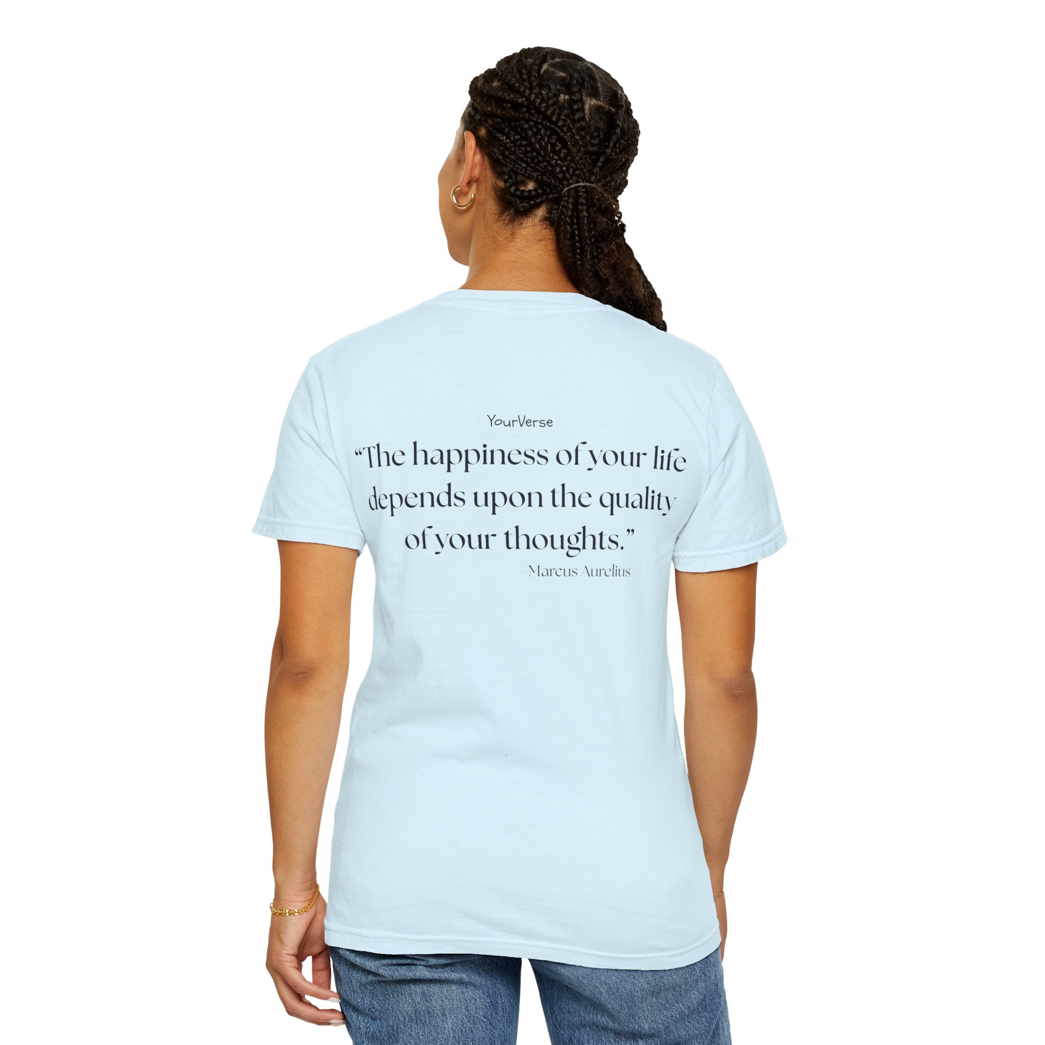 Unisex Heavy Cotton Tee — "The happiness of your life depends upon the quality of your thoughts."