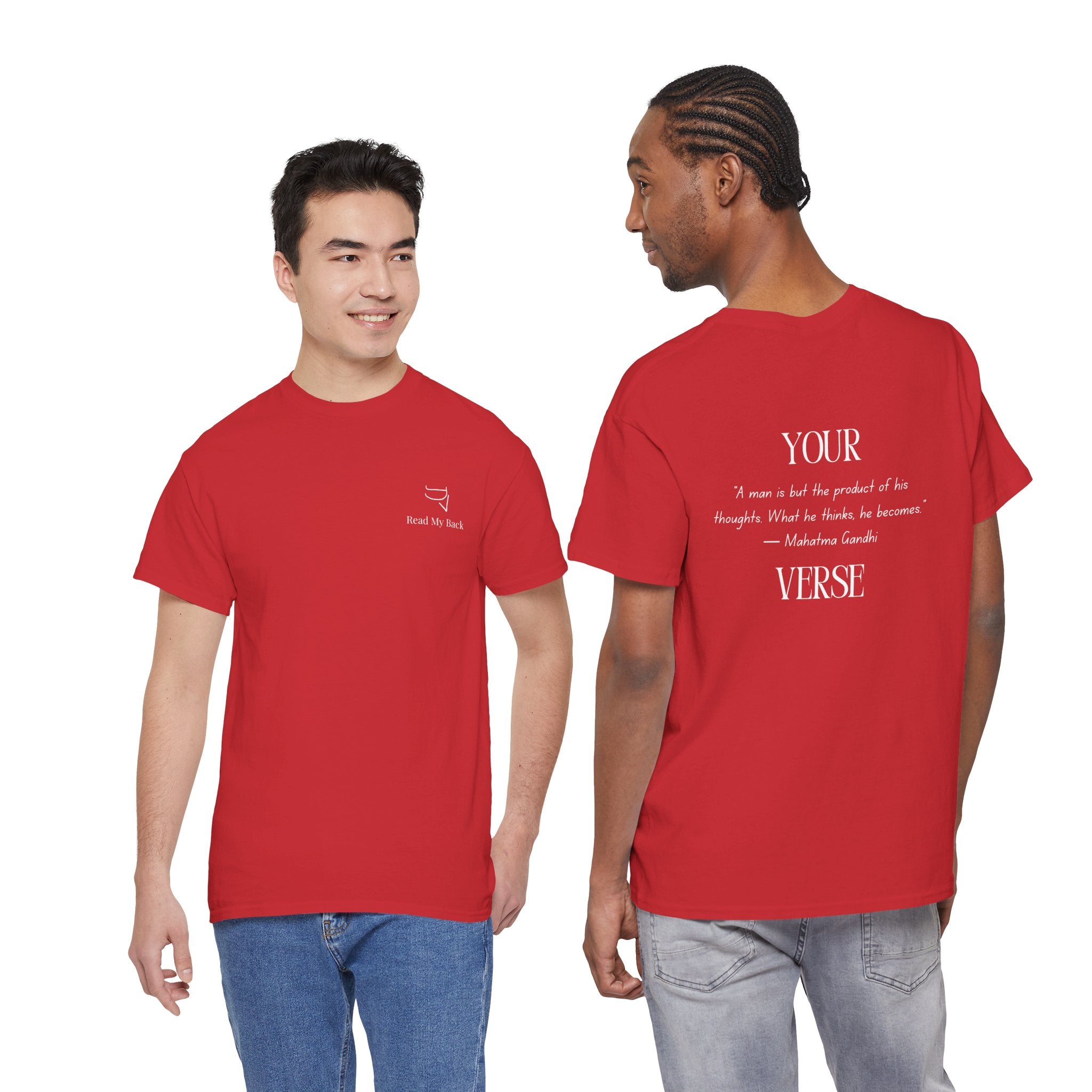 Unisex Heavy Cotton Tee — “A man is but the product of his thoughts. What he thinks, he becomes.”