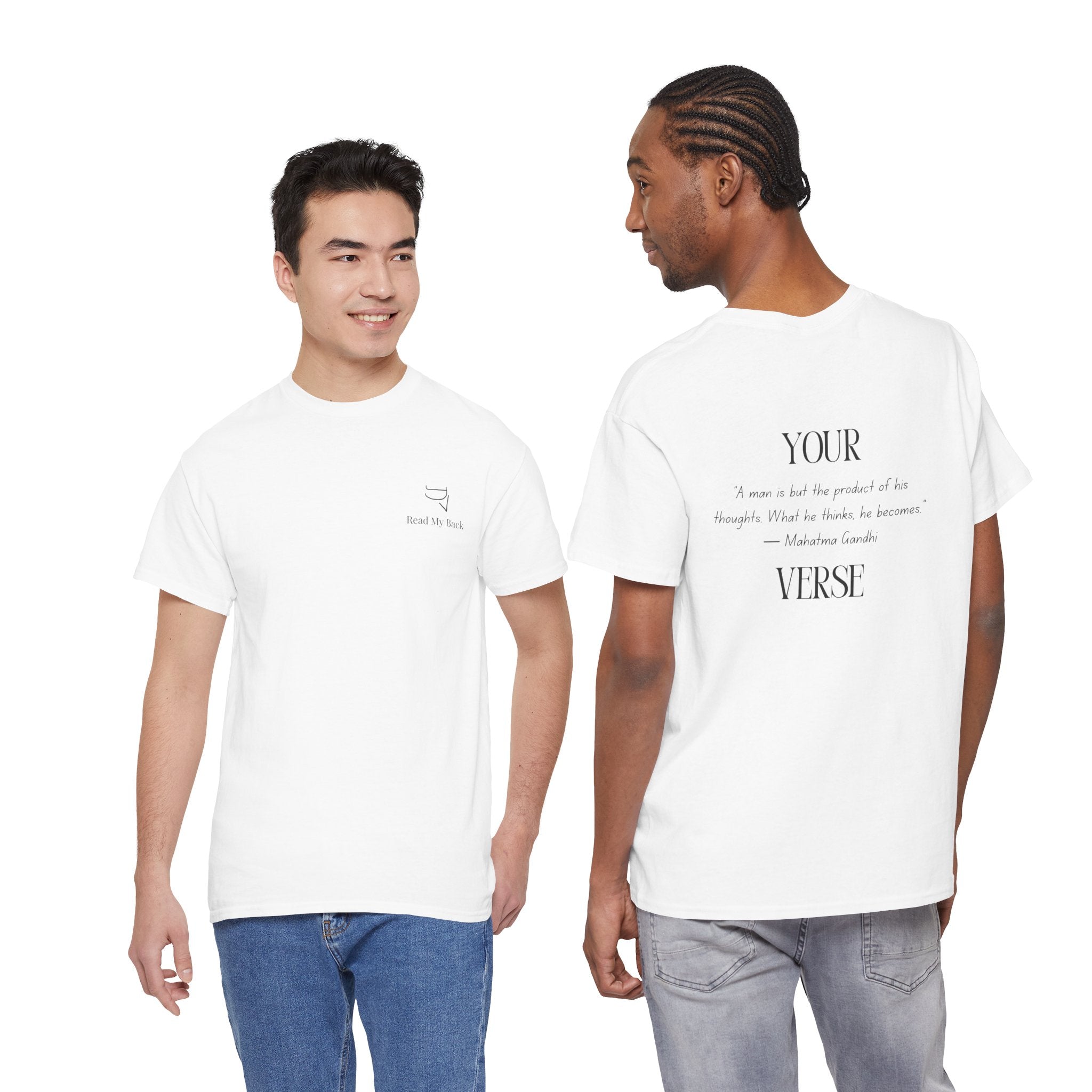 Unisex Heavy Cotton Tee — “A man is but the product of his thoughts. What he thinks, he becomes.”