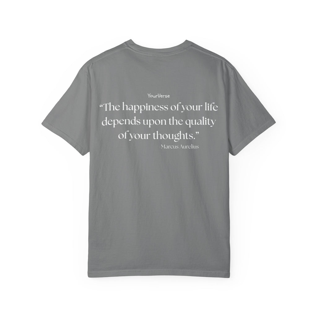 Unisex Heavy Cotton Tee — "The happiness of your life depends upon the quality of your thoughts."
