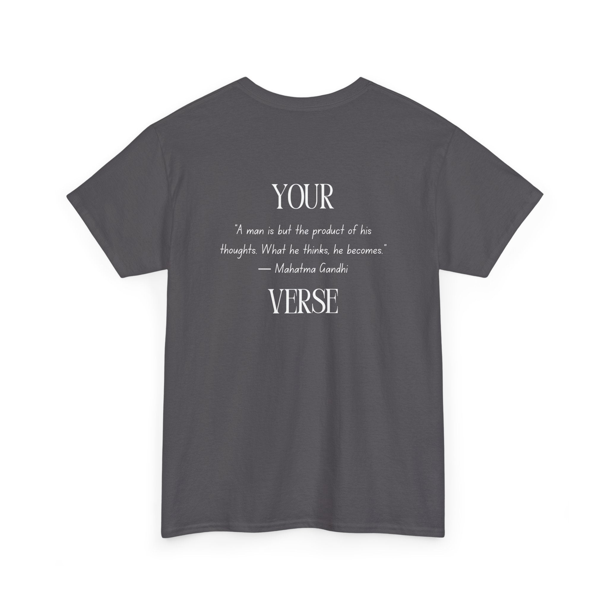 Unisex Heavy Cotton Tee — “A man is but the product of his thoughts. What he thinks, he becomes.”