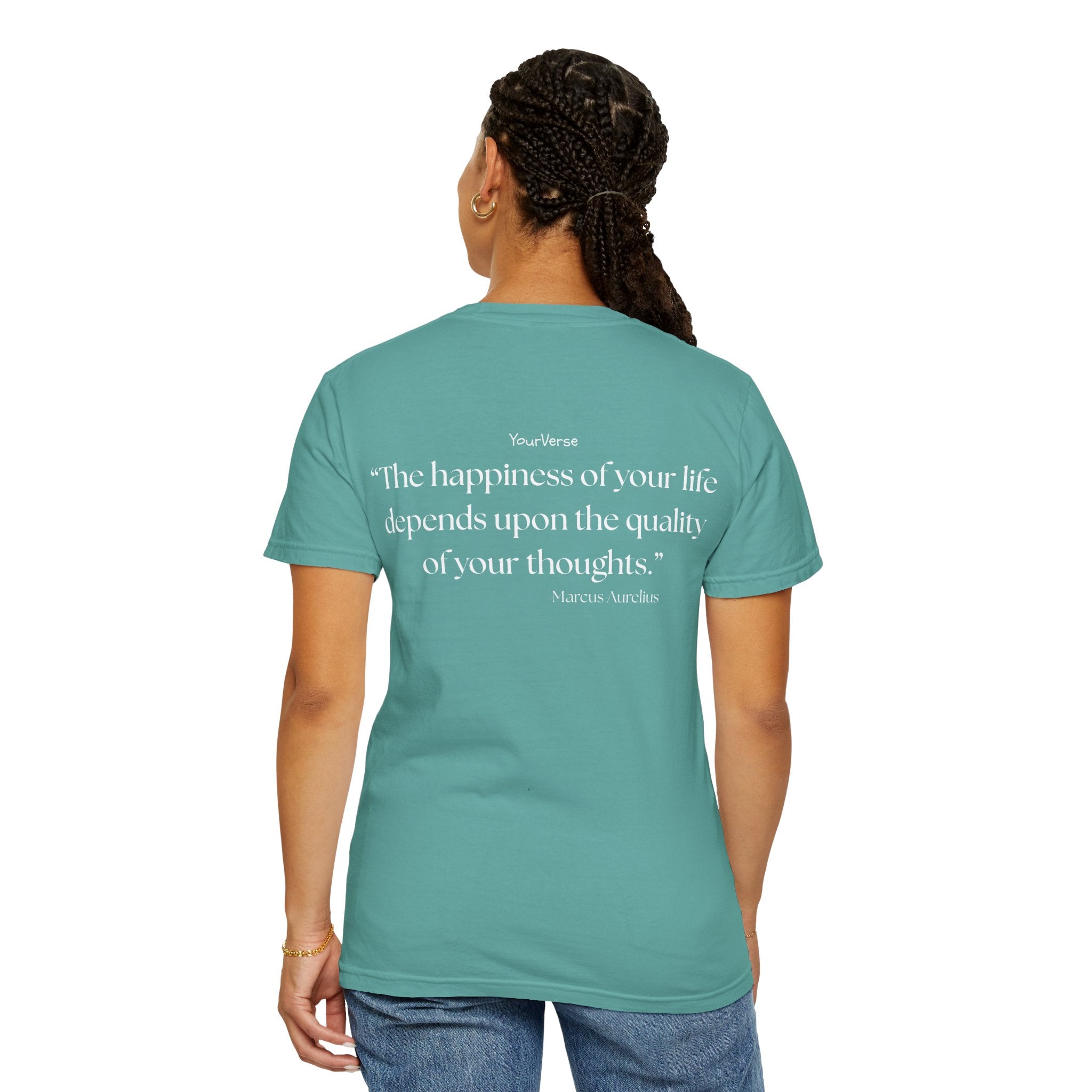 Unisex Heavy Cotton Tee — "The happiness of your life depends upon the quality of your thoughts."