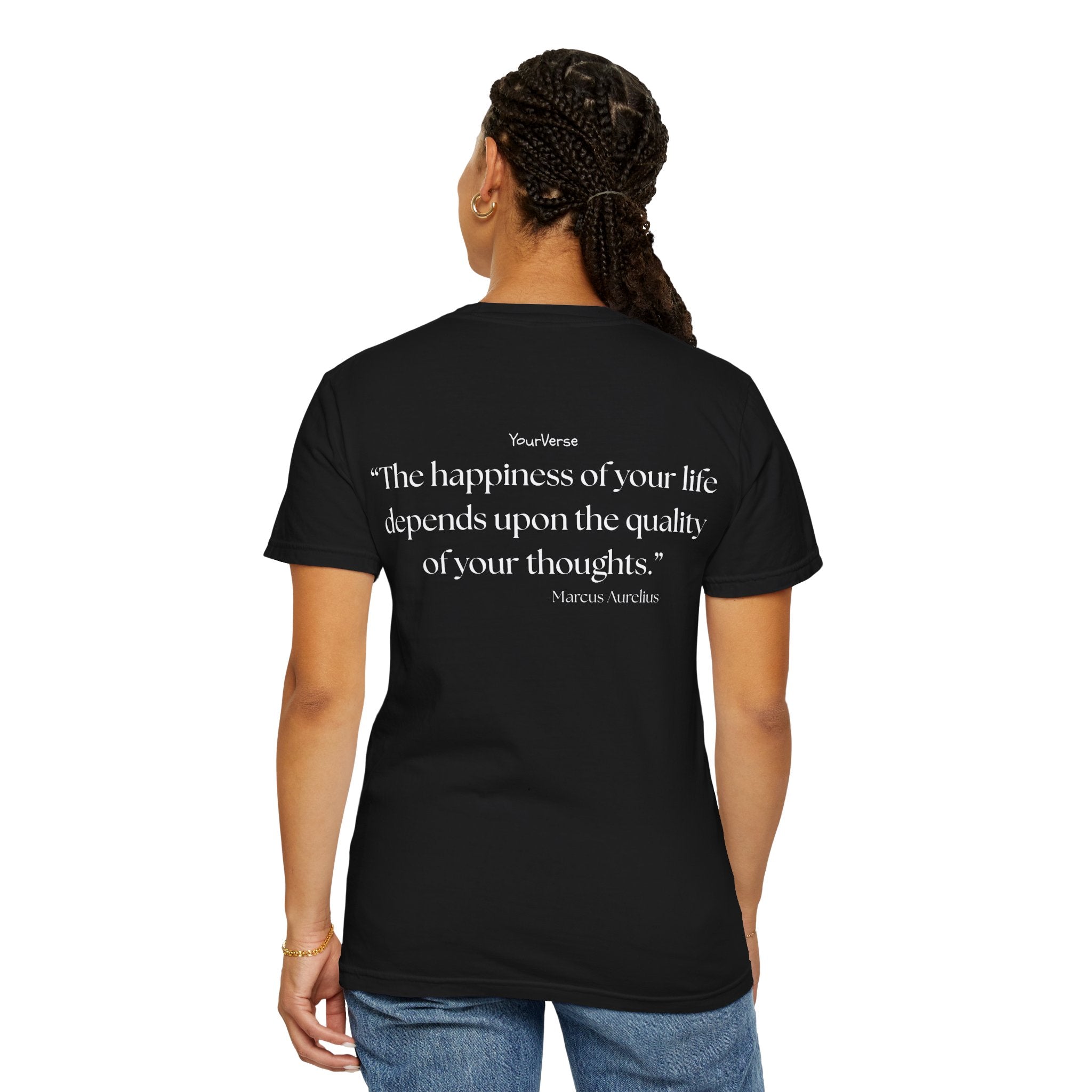 Unisex Heavy Cotton Tee — "The happiness of your life depends upon the quality of your thoughts."