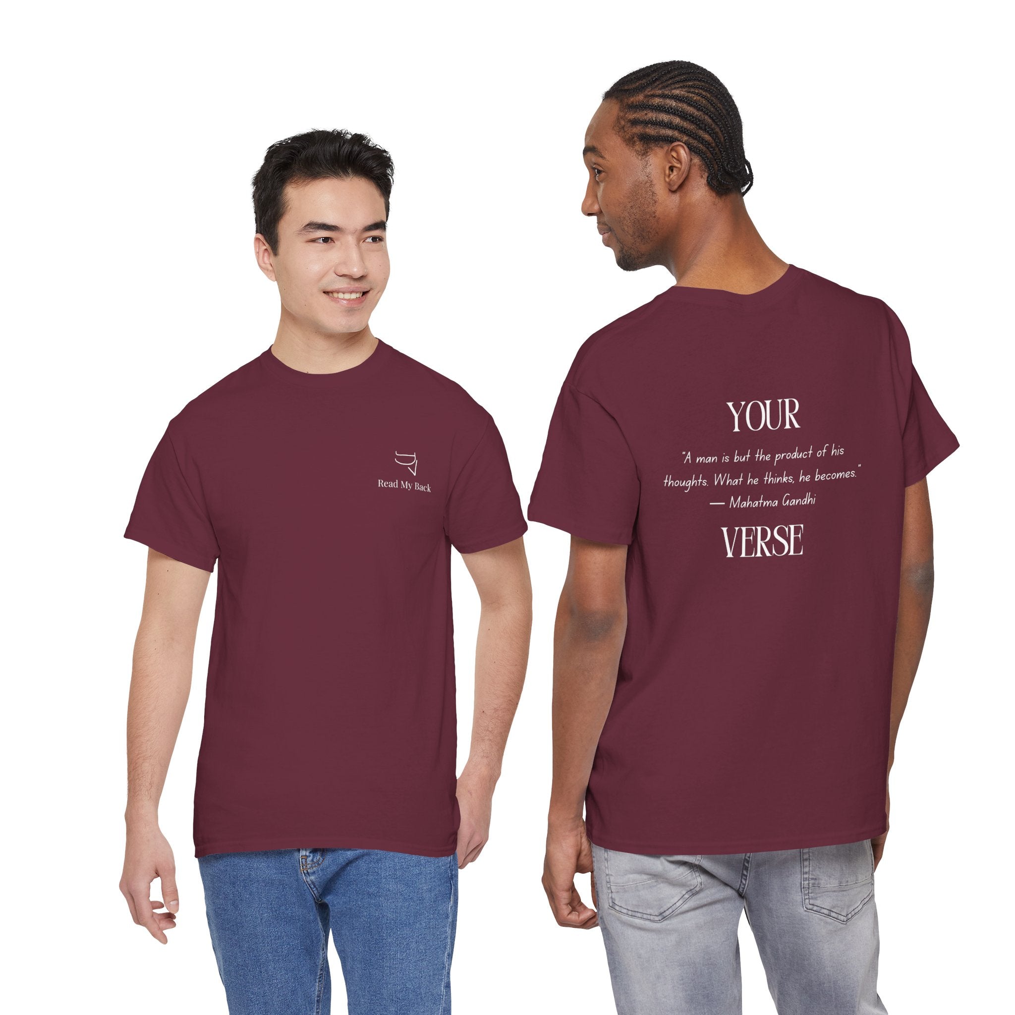 Unisex Heavy Cotton Tee — “A man is but the product of his thoughts. What he thinks, he becomes.”