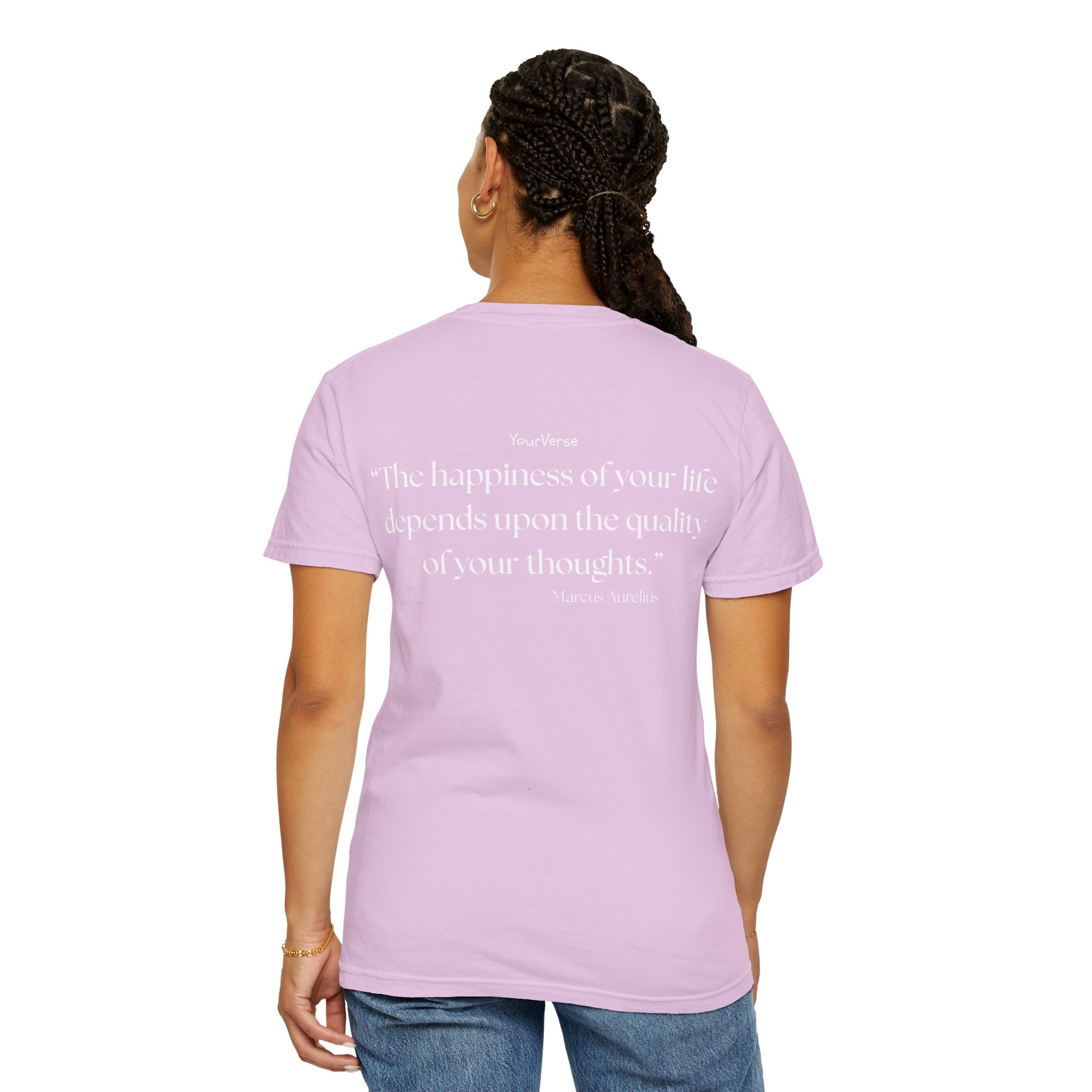 Unisex Heavy Cotton Tee — "The happiness of your life depends upon the quality of your thoughts."