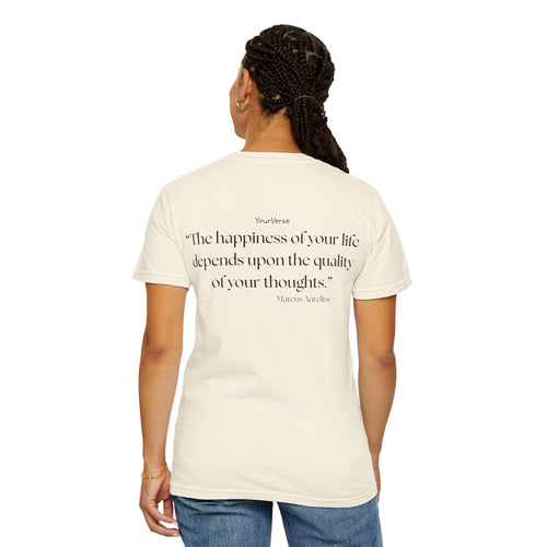 Unisex Heavy Cotton Tee — "The happiness of your life depends upon the quality of your thoughts."
