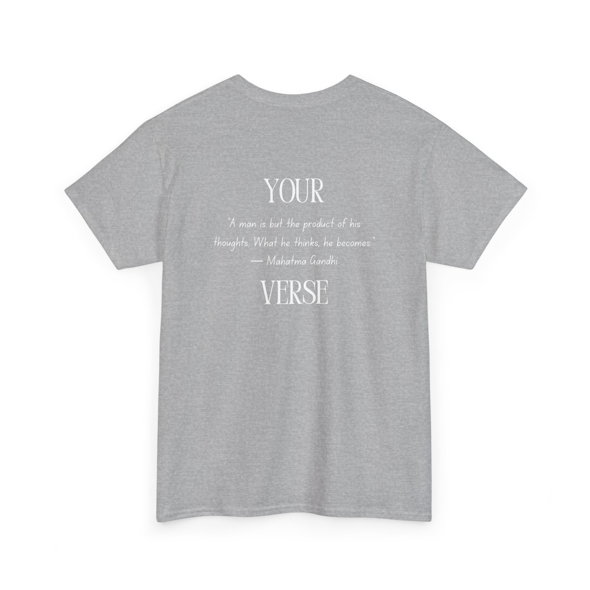 Unisex Heavy Cotton Tee — “A man is but the product of his thoughts. What he thinks, he becomes.”