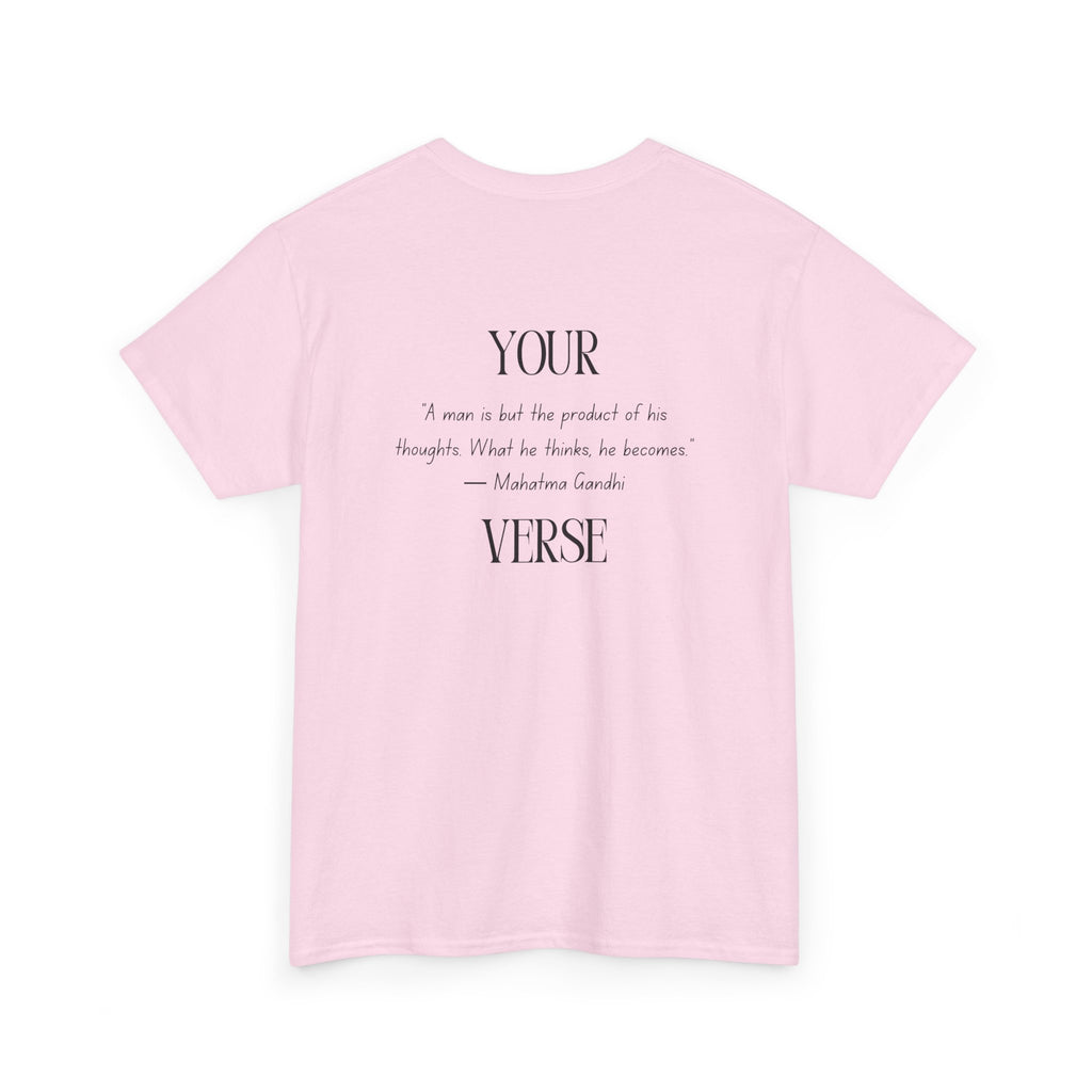 Unisex Heavy Cotton Tee — “A man is but the product of his thoughts. What he thinks, he becomes.”