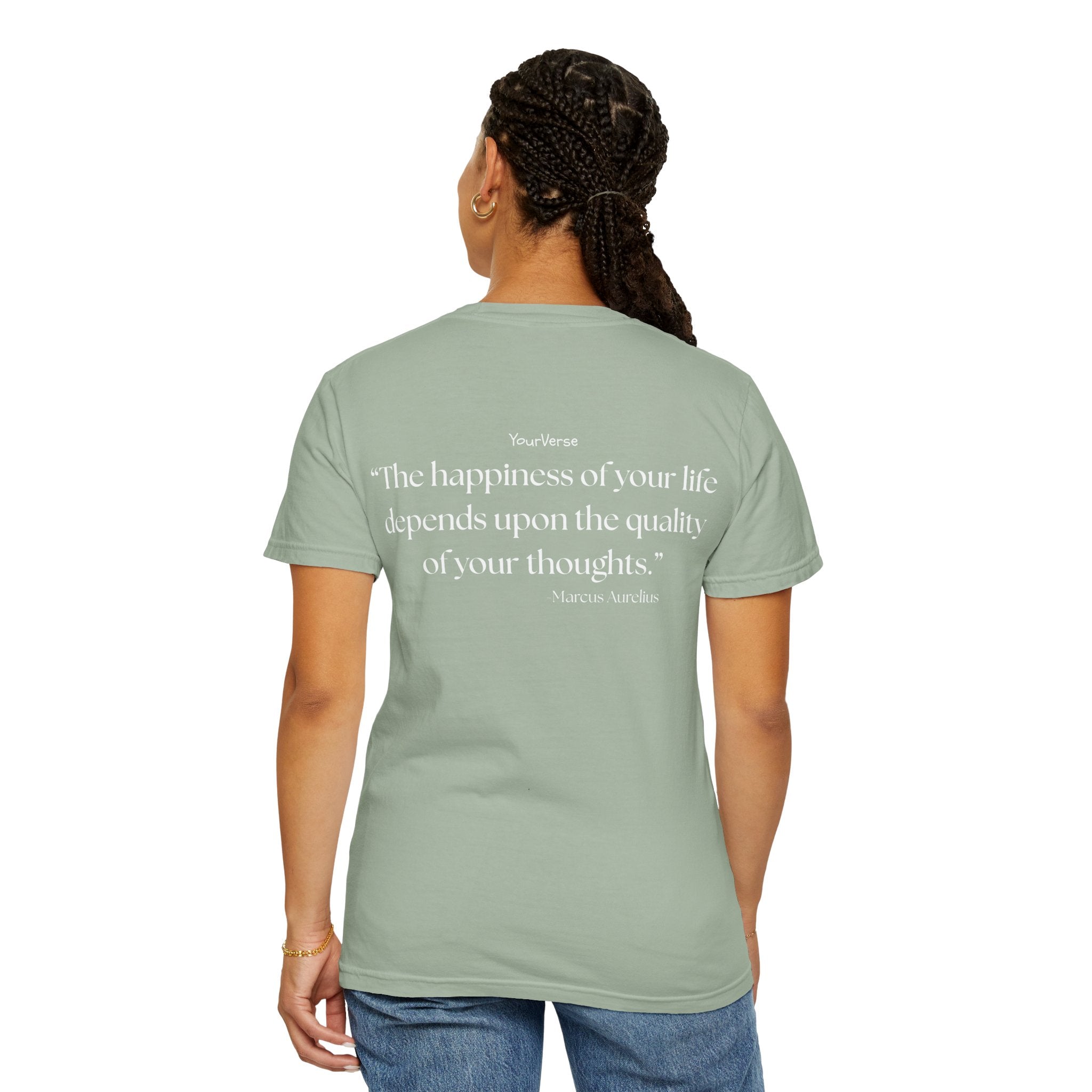 Unisex Heavy Cotton Tee — "The happiness of your life depends upon the quality of your thoughts."