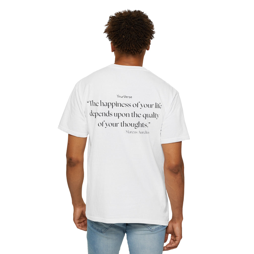 Unisex Heavy Cotton Tee — "The happiness of your life depends upon the quality of your thoughts."