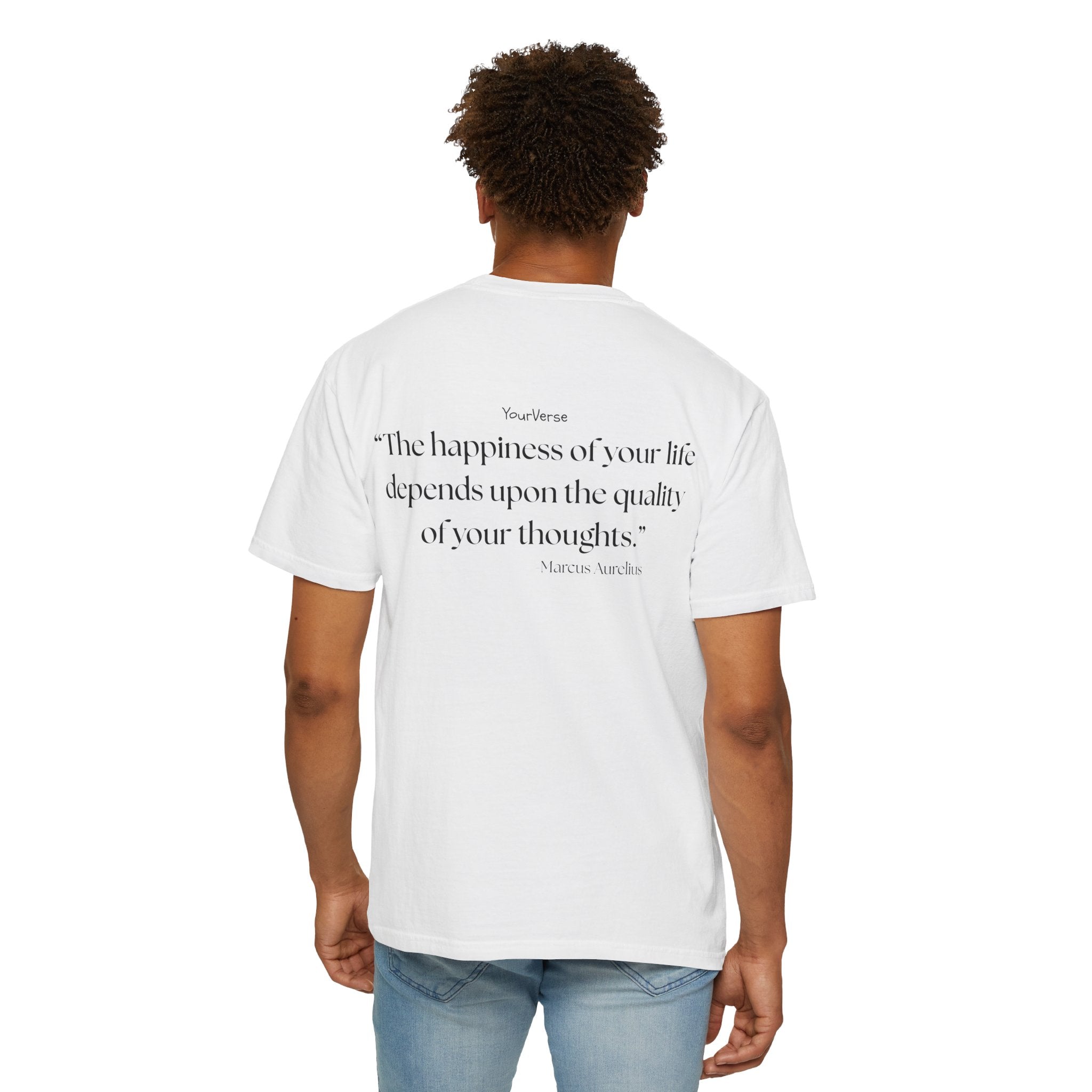 Unisex Heavy Cotton Tee — "The happiness of your life depends upon the quality of your thoughts."