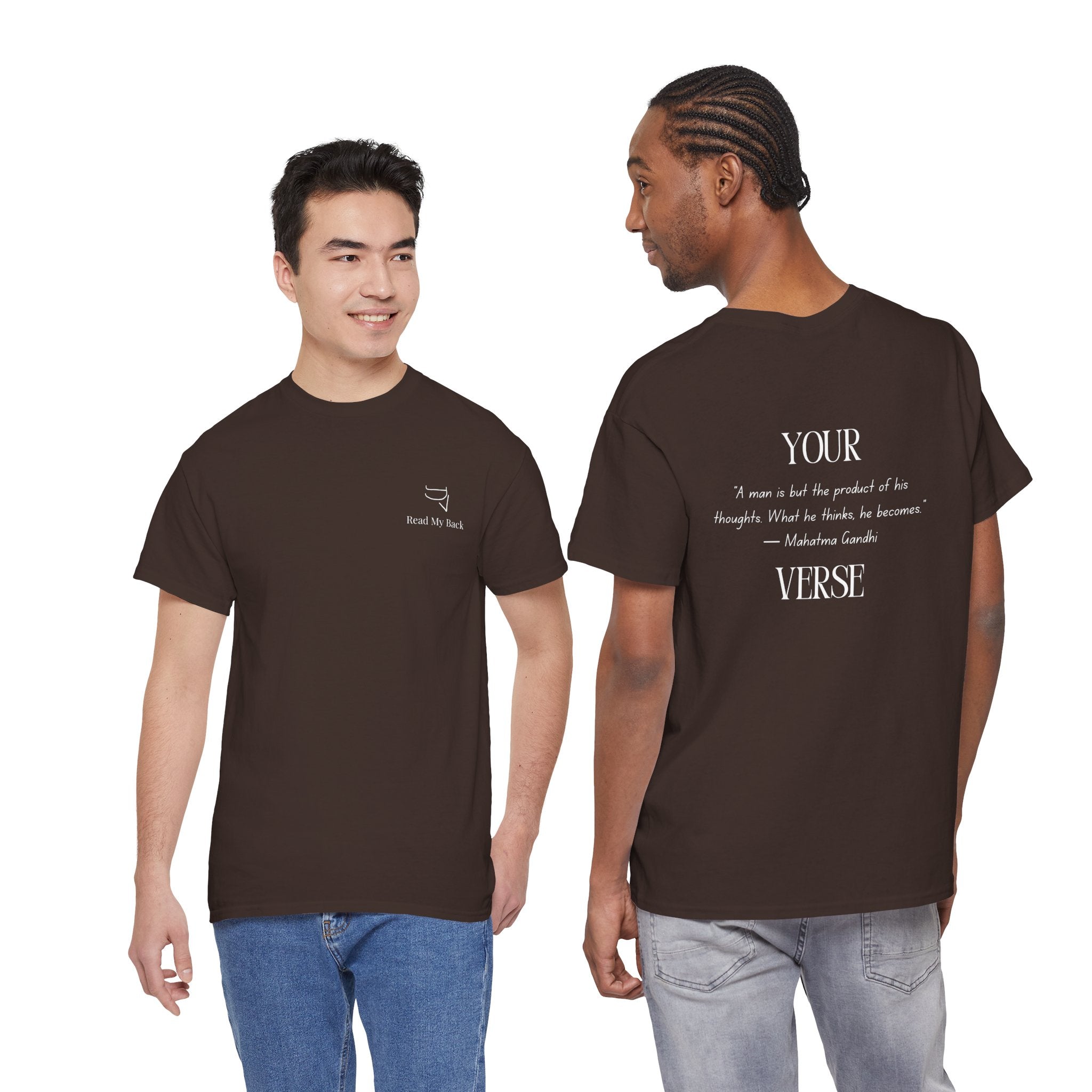 Unisex Heavy Cotton Tee — “A man is but the product of his thoughts. What he thinks, he becomes.”