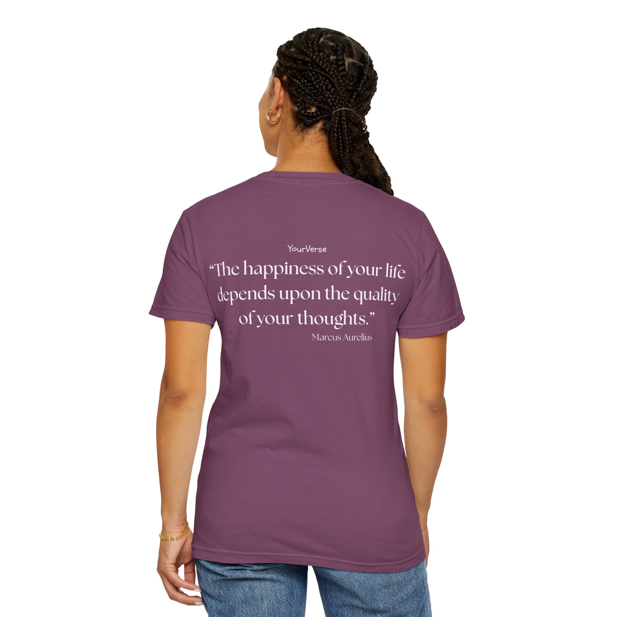 Unisex Heavy Cotton Tee — "The happiness of your life depends upon the quality of your thoughts."