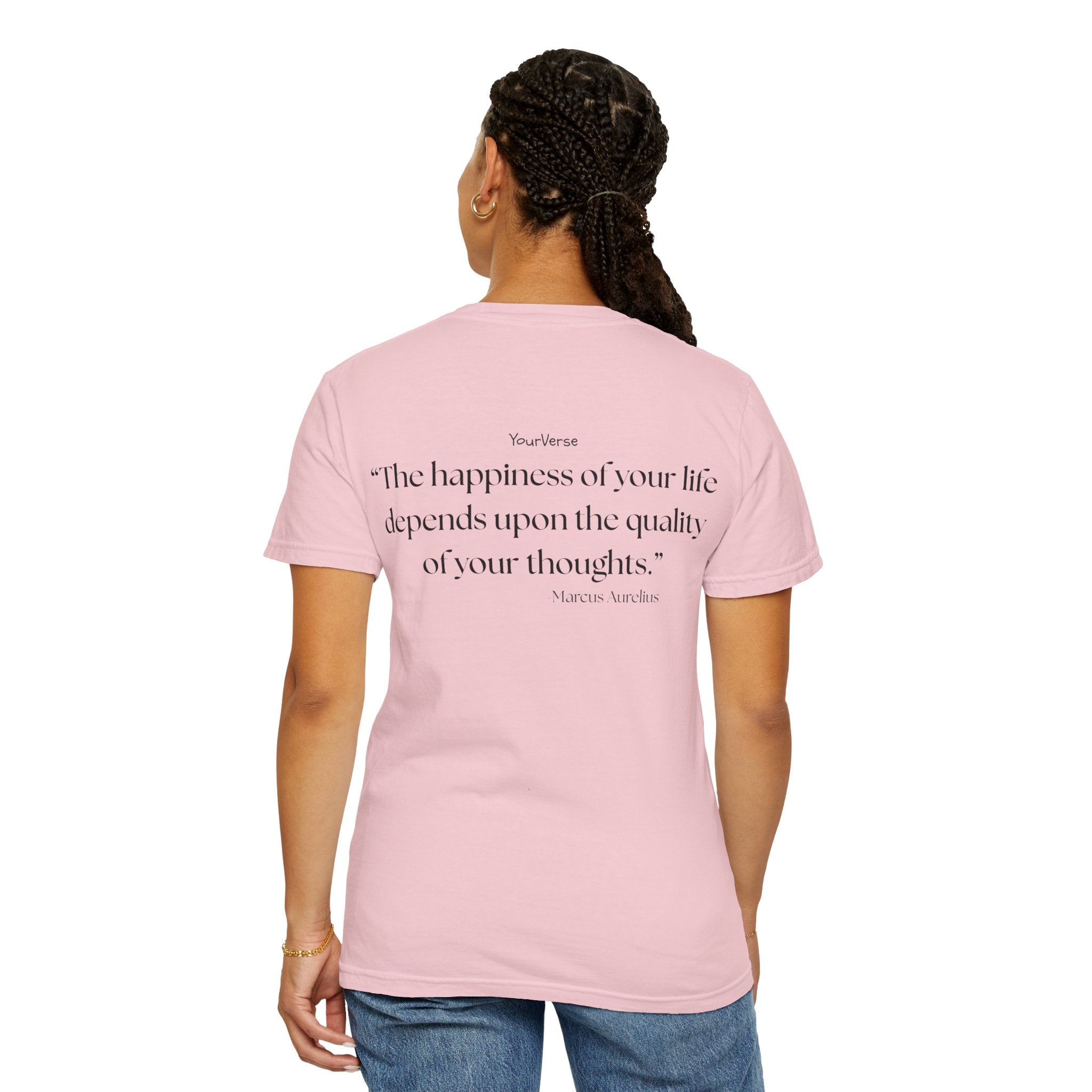 Unisex Heavy Cotton Tee — "The happiness of your life depends upon the quality of your thoughts."