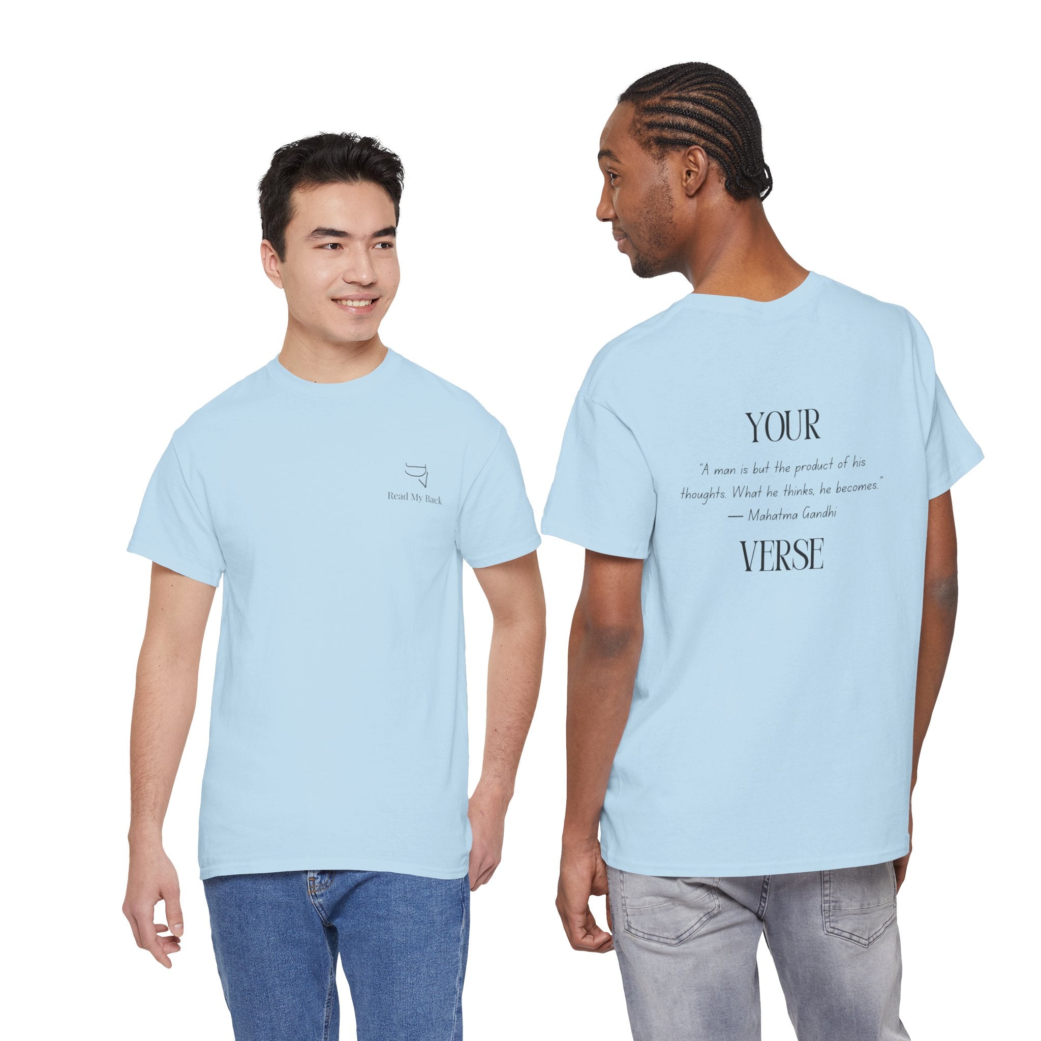 Unisex Heavy Cotton Tee — “A man is but the product of his thoughts. What he thinks, he becomes.”