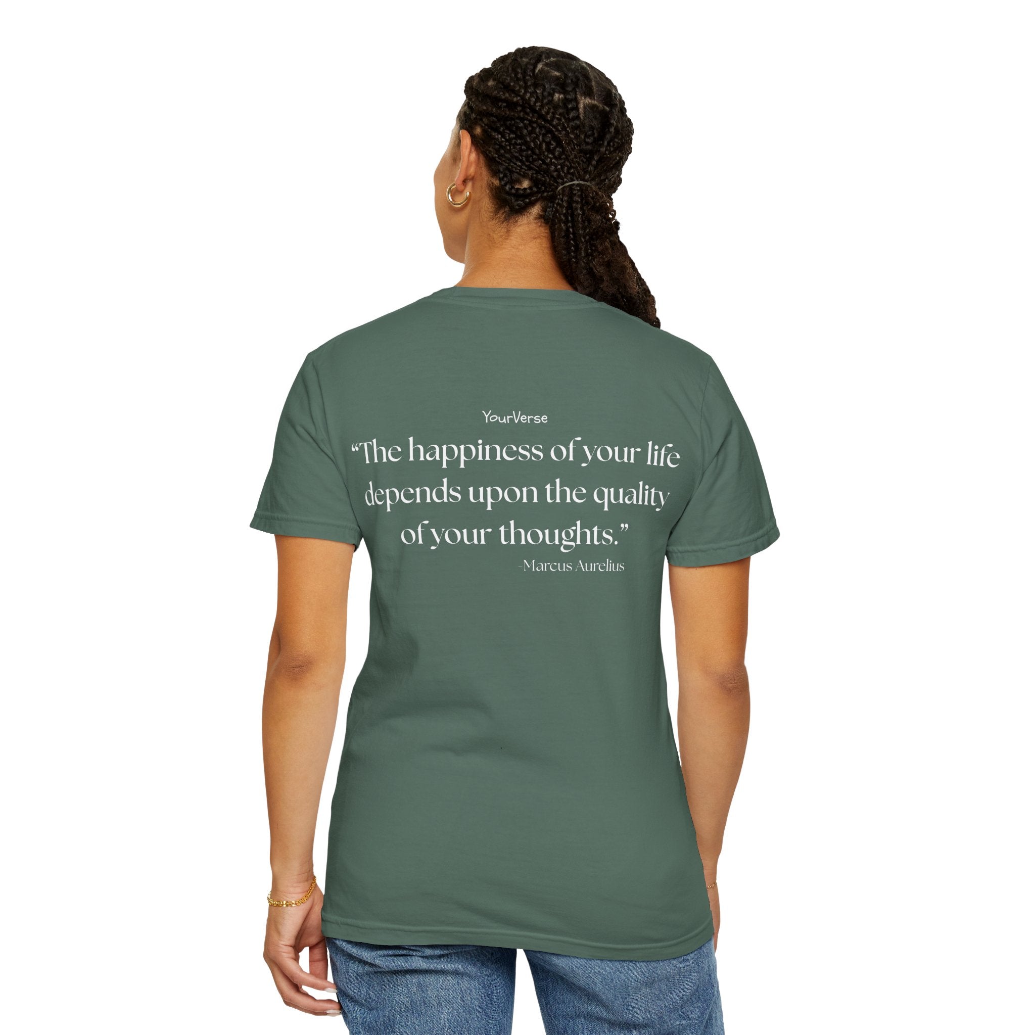 Unisex Heavy Cotton Tee — "The happiness of your life depends upon the quality of your thoughts."