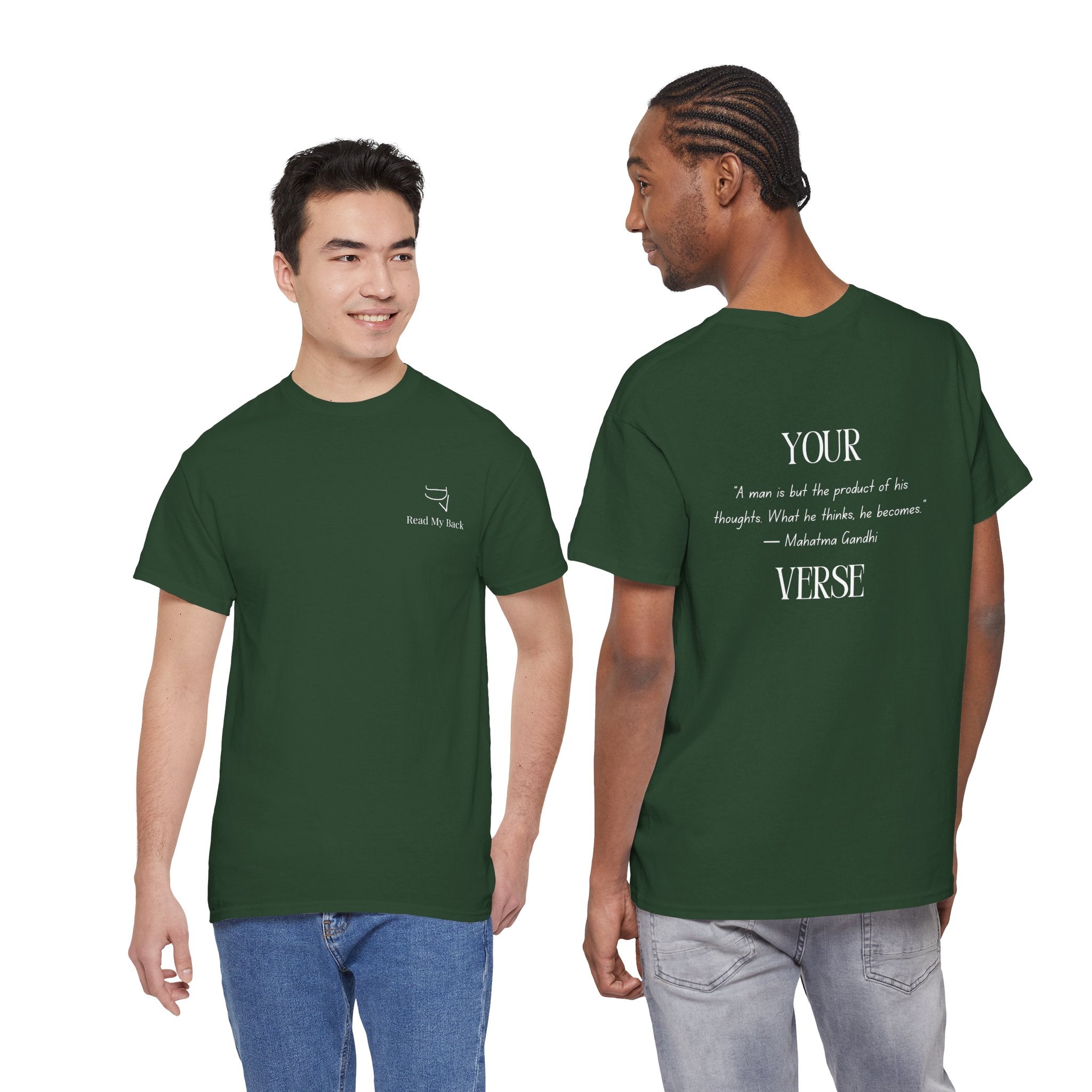 Unisex Heavy Cotton Tee — “A man is but the product of his thoughts. What he thinks, he becomes.”