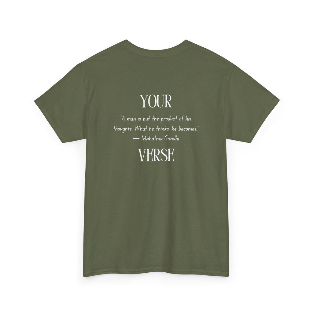 Unisex Heavy Cotton Tee — “A man is but the product of his thoughts. What he thinks, he becomes.”