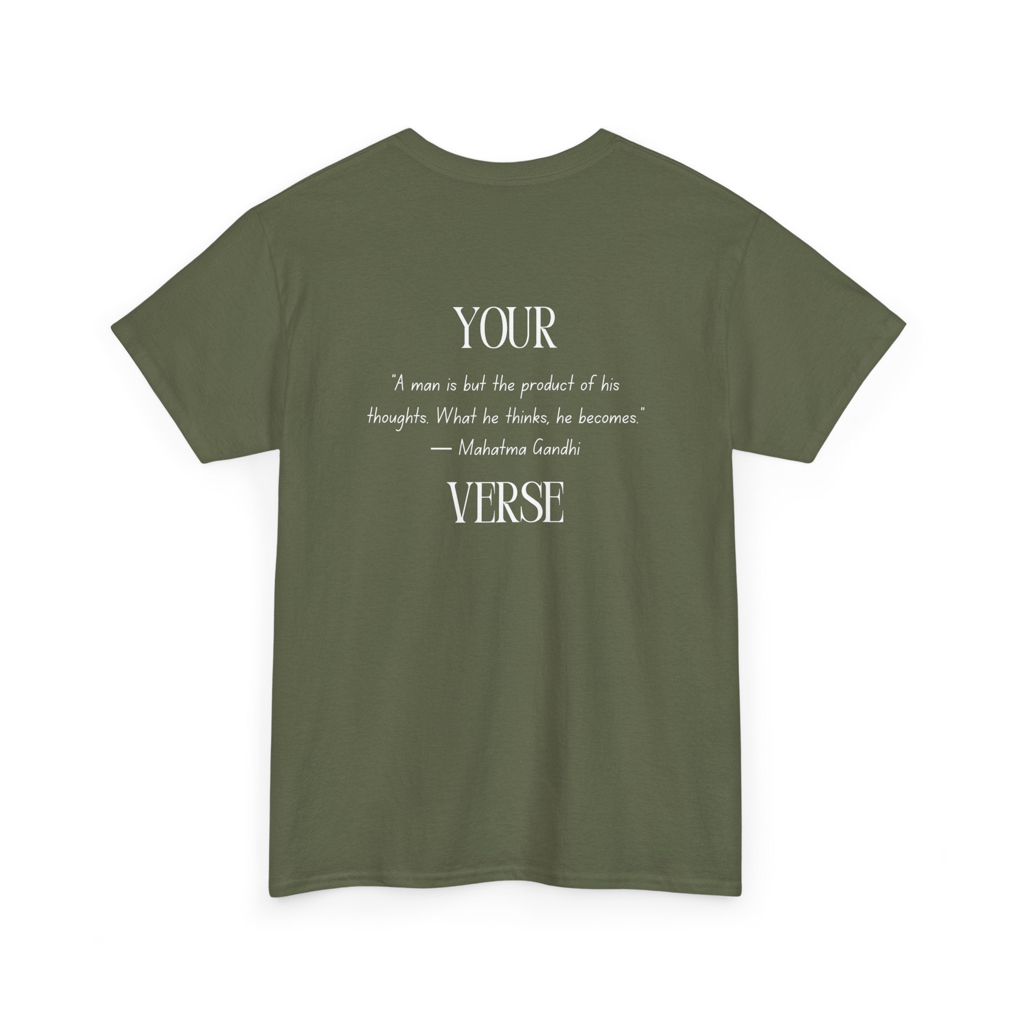 Unisex Heavy Cotton Tee — “A man is but the product of his thoughts. What he thinks, he becomes.”