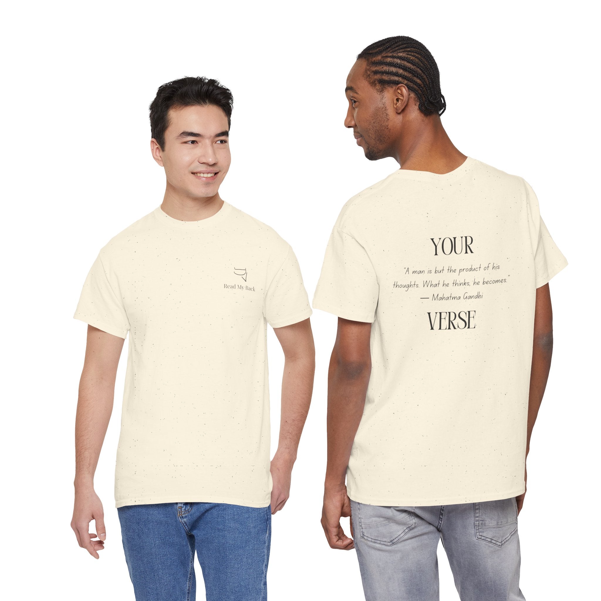 Unisex Heavy Cotton Tee — “A man is but the product of his thoughts. What he thinks, he becomes.”