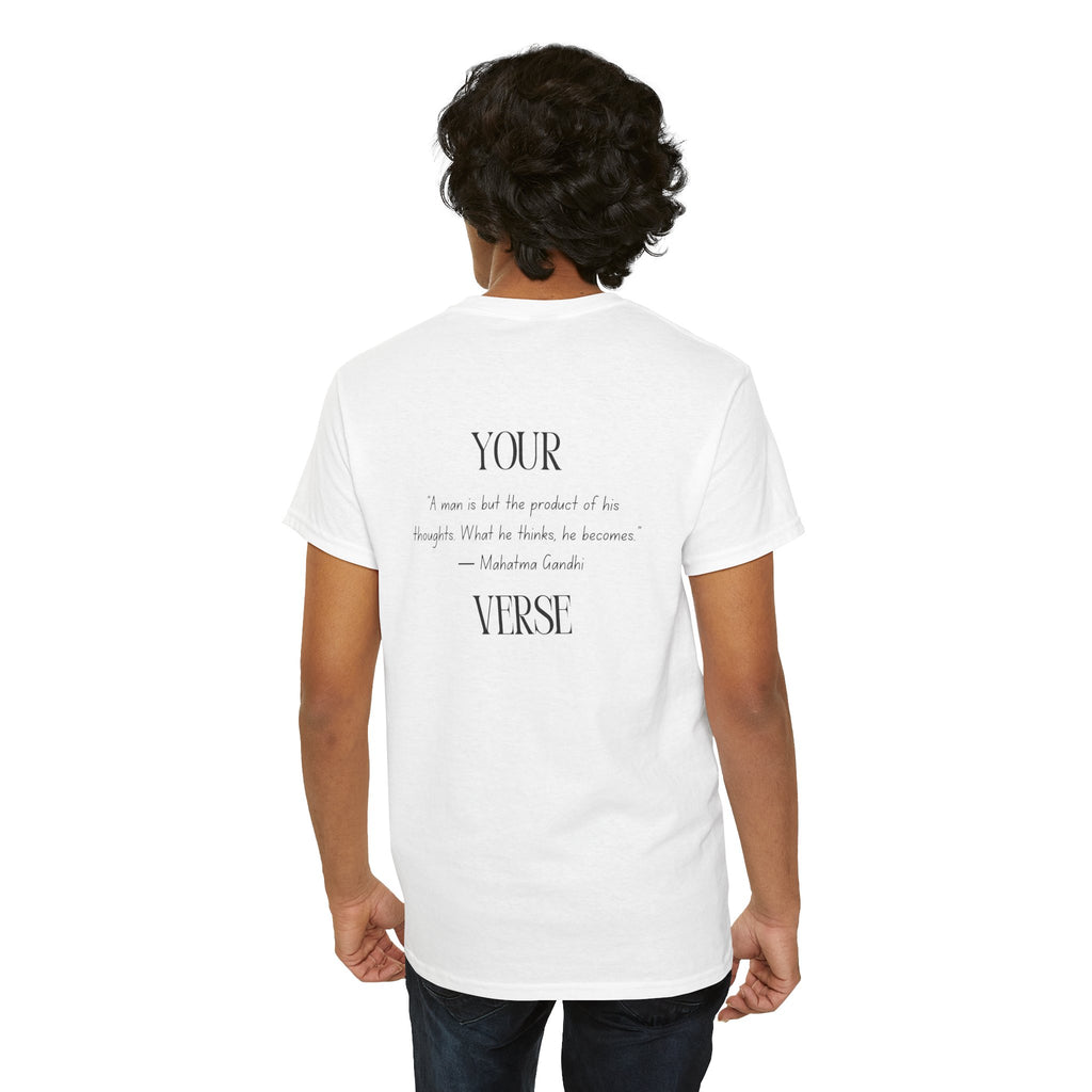Unisex Heavy Cotton Tee — “A man is but the product of his thoughts. What he thinks, he becomes.”