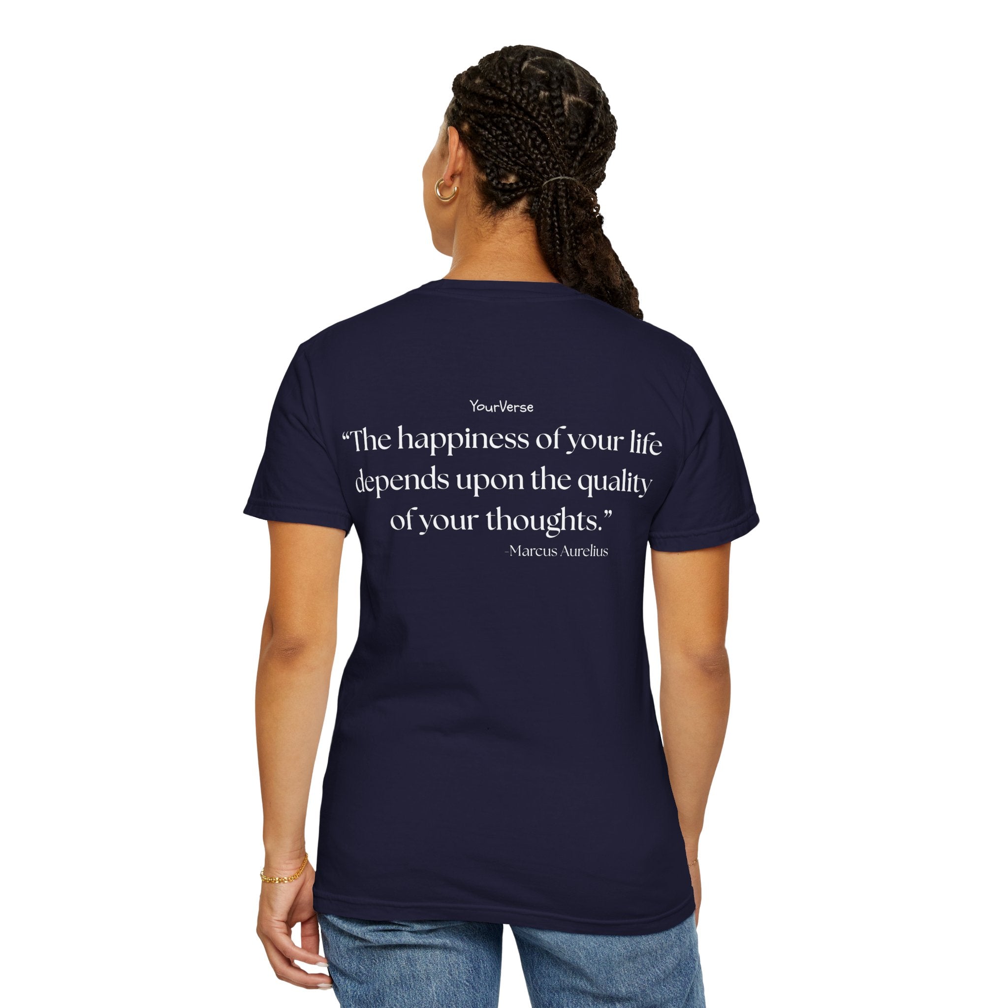 Unisex Heavy Cotton Tee — "The happiness of your life depends upon the quality of your thoughts."