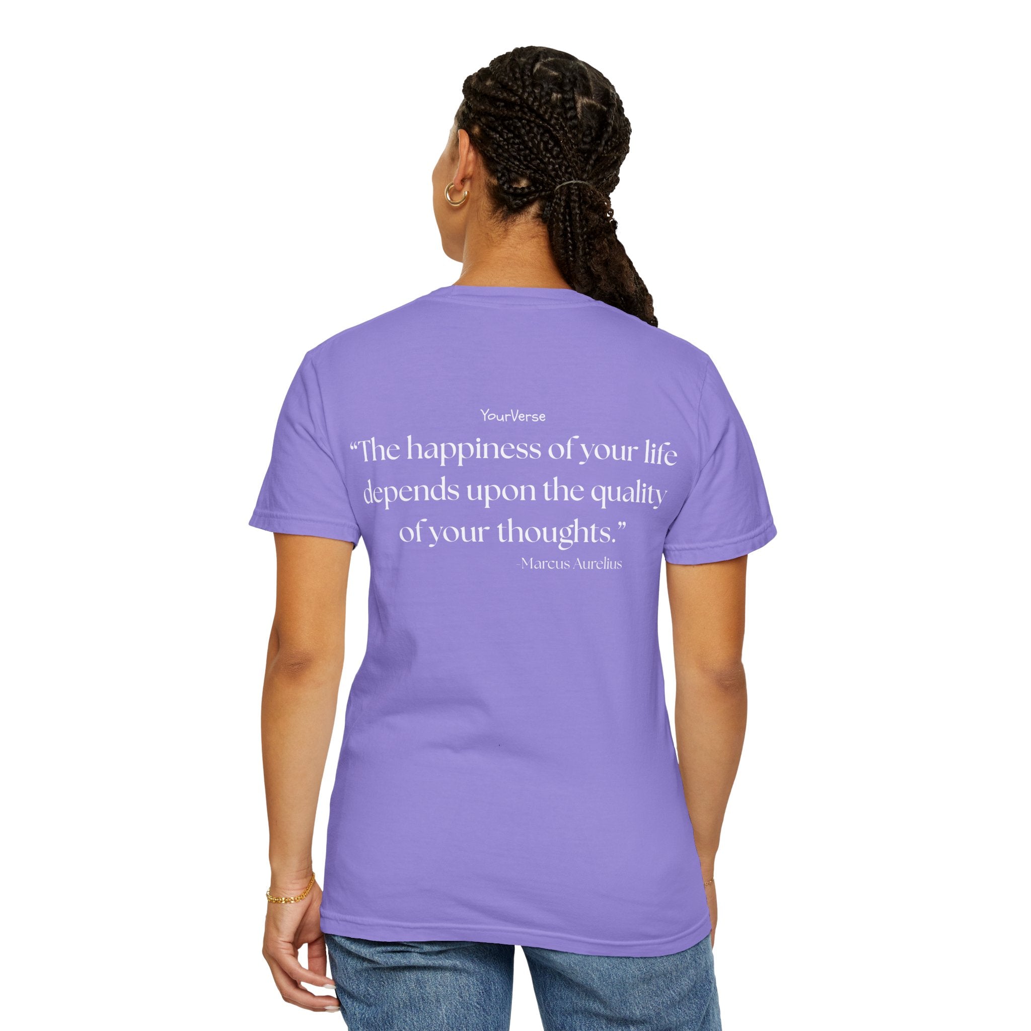 Unisex Heavy Cotton Tee — "The happiness of your life depends upon the quality of your thoughts."