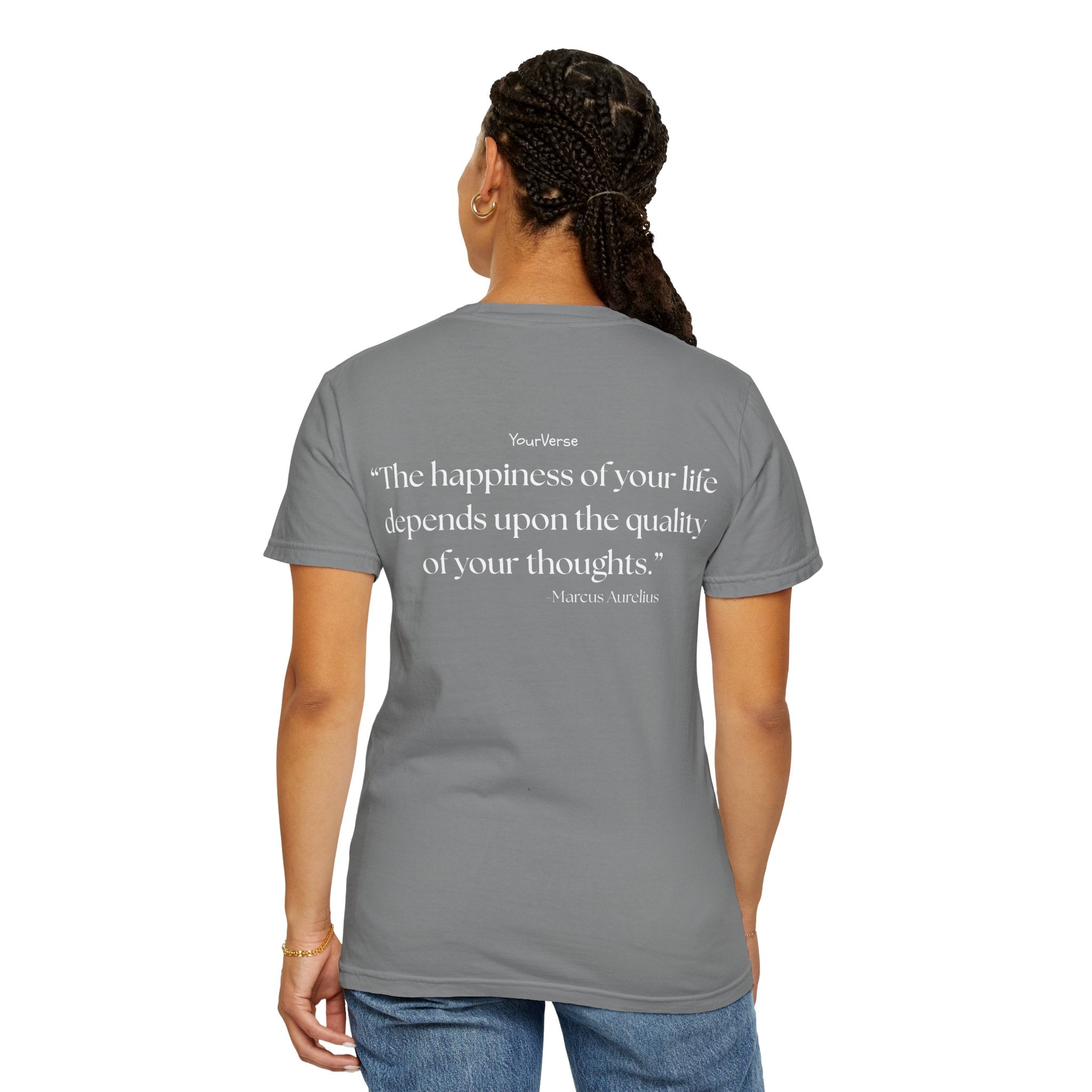 Unisex Heavy Cotton Tee — "The happiness of your life depends upon the quality of your thoughts."