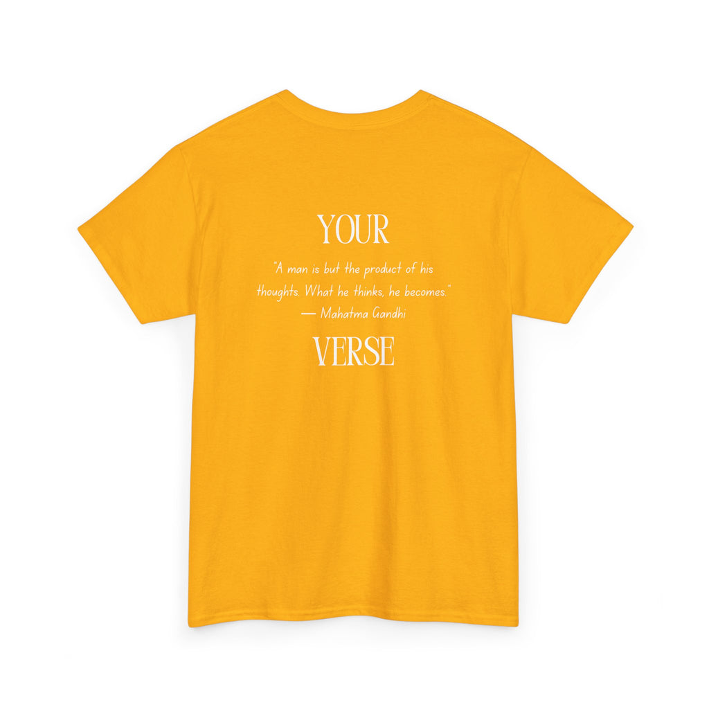 Unisex Heavy Cotton Tee — “A man is but the product of his thoughts. What he thinks, he becomes.”