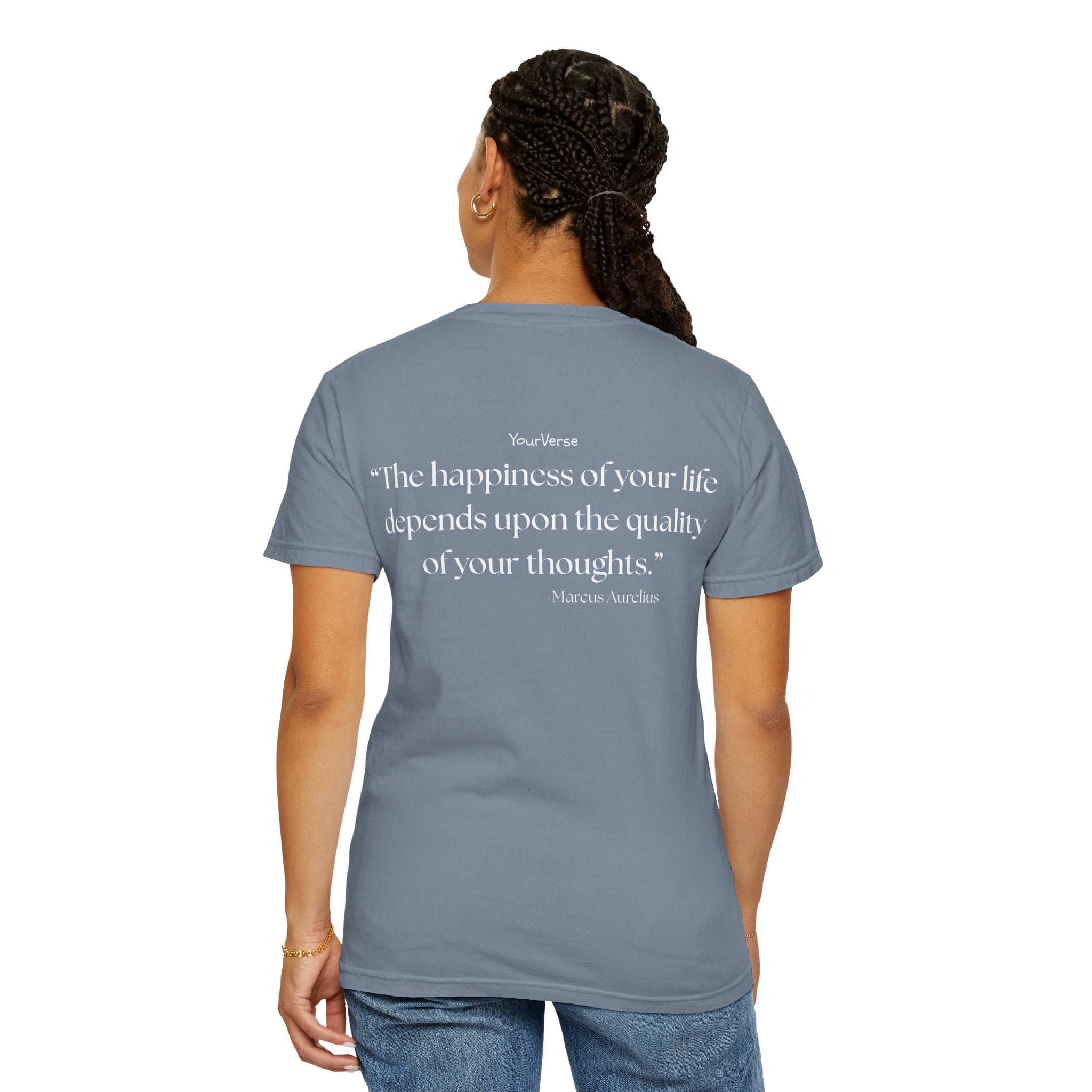 Unisex Heavy Cotton Tee — "The happiness of your life depends upon the quality of your thoughts."