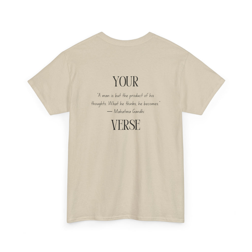 Unisex Heavy Cotton Tee — “A man is but the product of his thoughts. What he thinks, he becomes.”