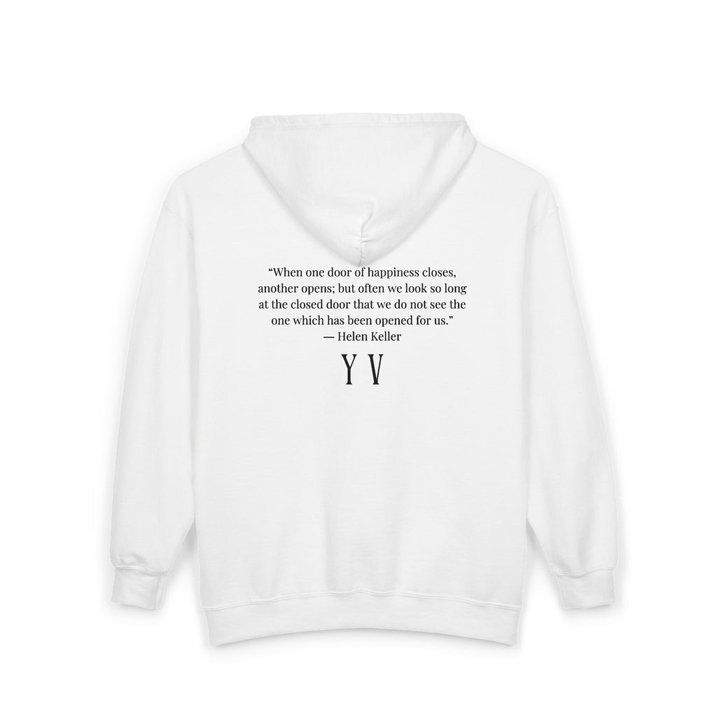 Unisex Heavy Blend™ Full Zip Hooded Sweatshirt -“When one door of happiness closes, another opens; but often we look so long at the closed door that we do not see the one which has been opened for us...